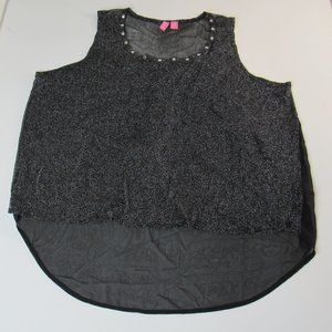 Hype Women's Glitter Sheer Mesh Sleeveless High Low Top Blouse Size 3X Juniors